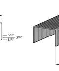 Heavy Duty Copper Coated C Type Carton Closing Staples 1 1/4 Crown X 3/4 Leg dimensions and specifications diagram.