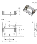 Stainless steel damping torque door hinge, 2.5 Nm, 1 pc, front and side views with mounting holes.