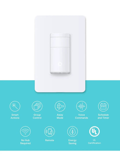 Hands Free Smart Motion Sensor Light Switch, Single Pole, Neutral Wire Required, 2.4GHz WiFi, Works With Alexa and Google Assistant, UL Certified