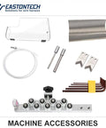 Machine accessories for Heavy Duty Automatic Cable Wire Cutter And Stripping Machine including blades, rods, and cover.