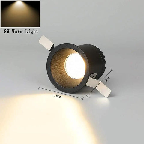iumLeap Recessed Lighting Housing Trim Kits LED Spotlight, 8W black aluminum downlight with warm light beam