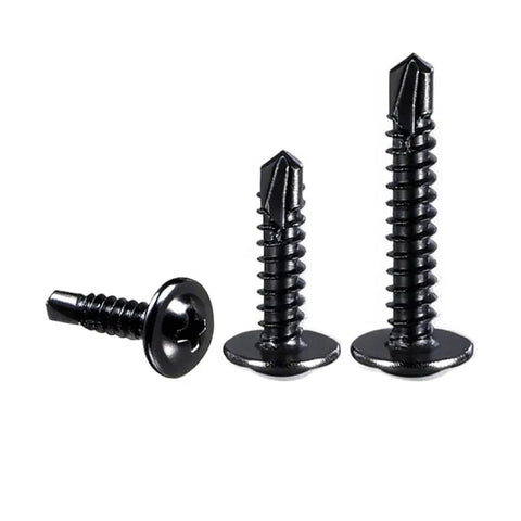 Black Self Tapping And Self Drilling Sheet Metal Screws Set For DIY Projects, 410 Stainless Steel assortment, truss head screws.