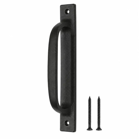 Beefy 11 Inch Flat Iron Handle Black Wrought Iron Vintage Finish Heavy Duty Steel Barn Door Gate Cabinet Closet Garage Shed Pull Mounting Screws Included DS 01