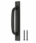 9 Inch Flat Iron Barn Door Pull In Black Wrought Iron Finish Built To Last Heavy Duty Steel Handle with mounting screws