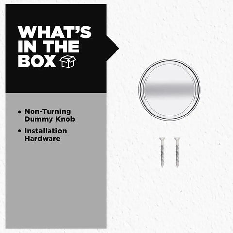 Polished Chrome No Turn Dummy Door Knob Set Round Interior Pull Push Handle For Closets And Pantry French Double Doors Microban Protection Easy DIY Install Pack Of 4, with knob and screws