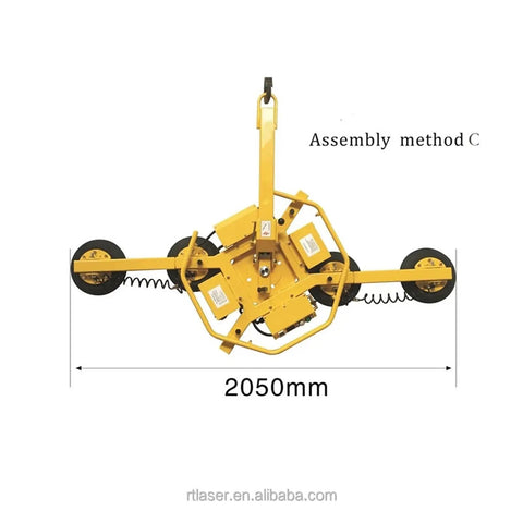 Heavy Duty Steel Vacuum Lifter With Suction Cup Crane For Easy Glass And Metal Moving Featuring Built In Overload Valve and a 2050mm size.