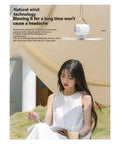 kousoer Ceiling Fans Quiet Remote USB 7200mAh hanging fan above a woman reading outdoors under a tarp.