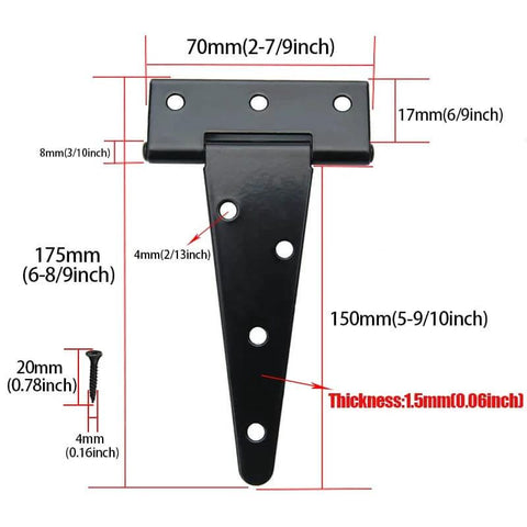 Heavy Duty 6 Inch T Strap Hinges For Barn Doors Gates Sheds And Wooden Fences, rustproof galvanized tee hinge dimensions for outdoor use