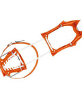 Leopard LLF Crampons With LeverLock FIL For Ski Touring And Snow Approaches ultra-lightweight snow gear, orange design.
