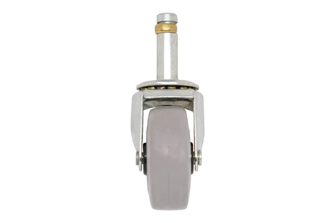Front view of Heavy Duty 2 Inch Swivel Stem Caster with Soft TPR Rubber Wheel Seven Sixteenth Inch Stem Non Marking Gray Tread Ribbed Wheel