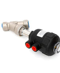 DN15 One Half Inch Pneumatic Angle Seat Valve For Steam Systems, Air Actuated, 0.3 To 1 MPa, PTFE Sealing, 304 Stainless Steel.