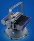 Heavy Duty Portable Floodlight With A Rock Solid Aluminum Build And Hella Bright LED Spotlight For Outdoor Job Sites And Backyard Chores Rechargeable Work Lamp That Always Gets The Job Done, top view of heavy duty LED floodlamp.