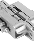 Close-up of 2 Pack 180 Degree Concealed Cross Door Hinges With Spanners Zinc Alloy Invisible Hinge Set for heavy duty use.