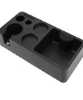 Matte Black Coffee Tamping Station With Knock Box Powder Organizer For Espresso Prep, compact design with multiple compartments.
