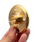 Premium 11 Pc Metric Router Guide Bushing Set Solid Brass Template Bushings showing solid brass adapter plate being held.