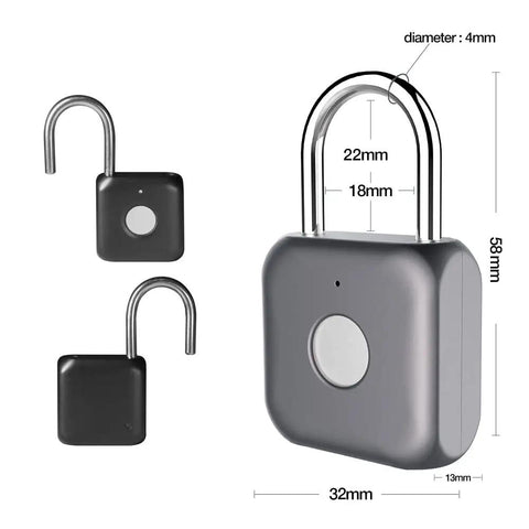Bluetooth Fingerprint Padlock With App Control Remote Unlock And Unlock History Schedule Locking Uber Secure dimensions