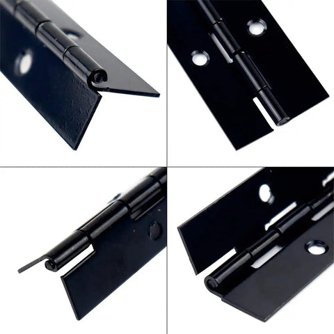 Heavy Duty Black Piano Hinges 14 Inch, Solid Stainless Steel 304 Continuous Door Hardware, showcasing details of hinge construction.