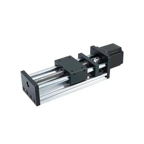 CNC Sliding Stage With Adjustable Z Axis Travel 50-500mm, 12mm Ball Screw SFU1204, shown with NEMA23 servo motor option
