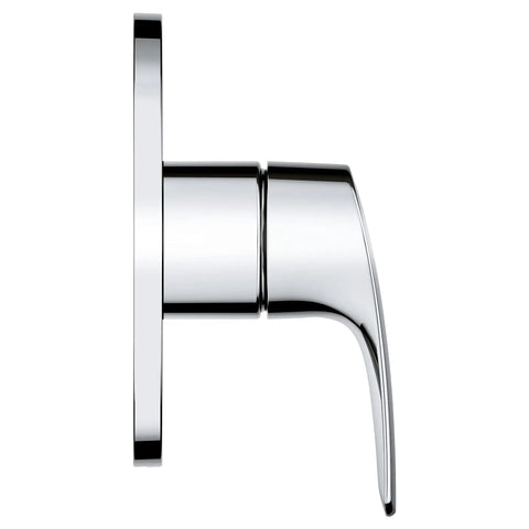 Side view of Eurosmart Shower Valve Trim in Starlight Chrome with concealed mounting and Starlight finish, sleek design