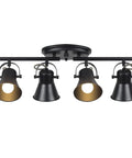 4-Light Track Lighting Kit Black Semi Flush Mount Ceiling Light With Four Rotatable Heads, industrial black metal finish