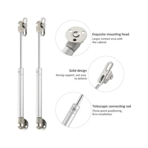 4 Pack Hydraulic Gas Spring Cabinet Door Supports For Kitchen Cabinets With 150N Lift And Smooth Open And Close, Includes Hardware