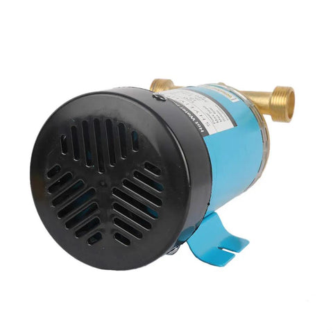 Blue Plug And Play Home Water Booster Pump 115V 60Hz 120W With 1 Inch Outlet, side angle, showing durable aluminum housing and connectors.
