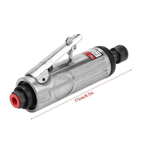 High Speed 1/4 Inch Pneumatic Die Grinder Air Powered Hand Tool with metal body, 17cm size for precision grinding and polishing.