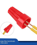 Close-up of red wire cap from 330 Piece Wire Cap Nut Assortment Kit For Electrical Splices No Soldering Quick Twist On Wire Connectors