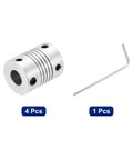 Drop In Flexible Aluminum Shaft Couplings 6mm To 8mm 25mm Long 19mm OD 4 Pack For 3D Printers CNC Machines Stepper Motors Encoders And DIY Robots Shaft Joint Connectors with Allen key