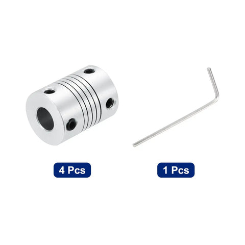 Drop In Flexible Aluminum Shaft Couplings 6mm To 8mm 25mm Long 19mm OD 4 Pack For 3D Printers CNC Machines Stepper Motors Encoders And DIY Robots Shaft Joint Connectors with Allen key