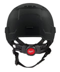 Rear view of Bolt Ratchet Type II Class C Safety Helmet Black Vented Hard Hat With Quick Adjust Fit Durable Construction Jobsite Gear