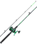 Progressive Glass Fishing Rod and Reel Combo 7ft Medium Heavy for Catfish Salmon and Steelhead Green Right Handed Reel, carbon-fiber and fiberglass