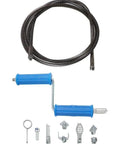 Heavy Duty Electric Pipe Auger With A Rock Solid Steel Spiral Cable, interchangeable cutters and flexible cable for drain clogs.