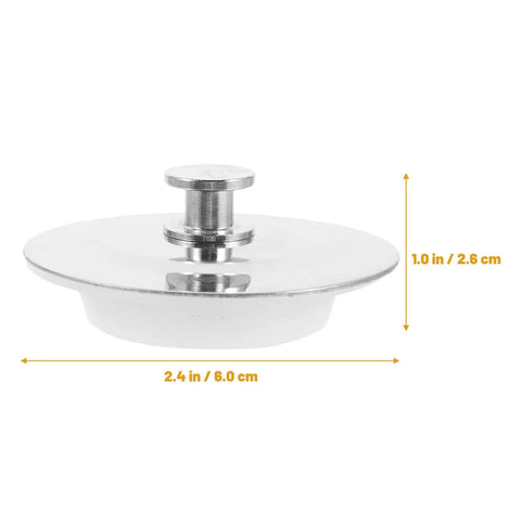 Universal Bathtub Drain Stopper, Stainless Steel Silicone, 42-44mm dimensions 2.4 inches wide, 1 inch tall, detailed view.
