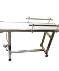 Heavy Duty 110V PVC Belt Conveyor With Double Guardrail 53 Inch Long Belt 11.8 Inch Wide Built Tough For Industrial Transport Anti Static Durable Stainless Steel Frame Adjustable Speed