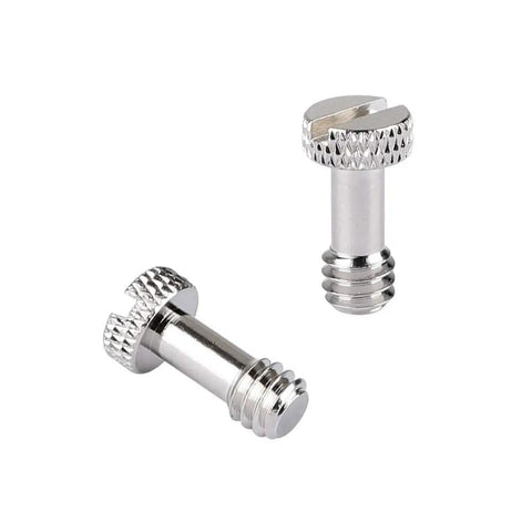 Honest Workhorse Standard Quarter Twenty Slotted Screws Brass Nickel Plated 17 Mm Long Heavy Duty Camera Mounting Hardware close-up view