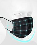 Close-up of mannequin wearing 3 Ply Black Disposable Face Mask Pack Of 100 With Non Woven Fabric, Comfortable Elastic Earloops