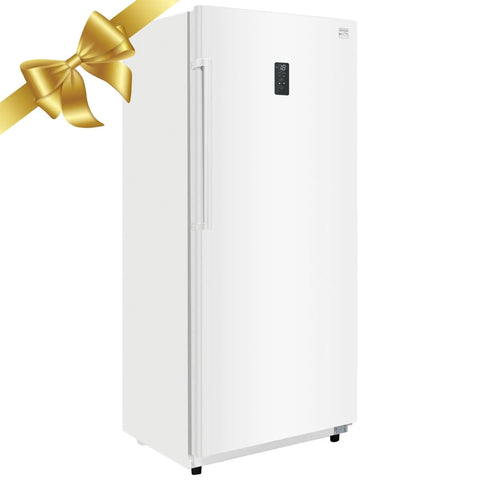 Built Tough 17 Cubic Foot Upright Convertible Fridge And Freezer With Auto Defrost Garage Ready Design in white with digital thermostat