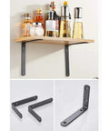Ultra Strong Black L Brackets Wall Mounts Rock Solid Corner Shelf Supports Rust Proof Iron Braces Quick Setup Kit for DIY floating shelves with liquor bottles.