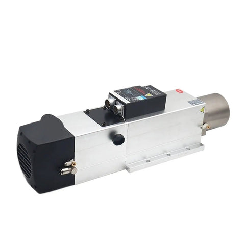 Straight Up Heavy Duty Atc Air Cooled Spindle 4.5Kw And 7.5Kw Automatic Tool Changer For Cnc Wood Router Machine With Iso30 Interface Built Different, showing sleek aluminum body and black cooling head.