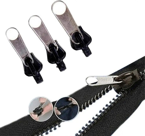 Six Piece Zipper Repair Kit With Black Sliders And Pullers For Clothes Bags And Gear Easy DIY At Home Fix Durable Metal Zipper
