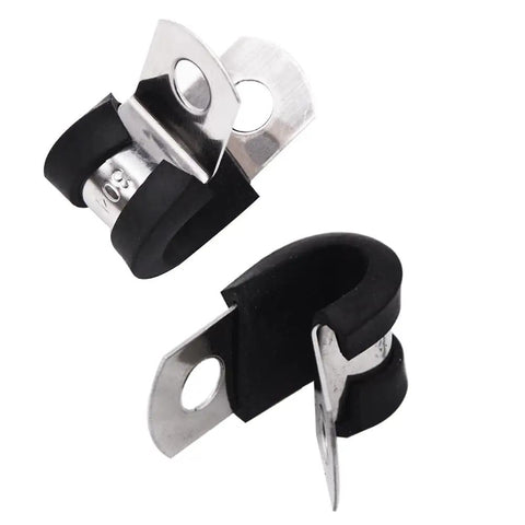 Dang Solid 1/4 Inch 304 Stainless Steel Cable Clamps 100 Pack Heavy Duty Built Ridiculously Tight With Thick Rubber Cushions For Auto Wiring And Hella Reliable Grip