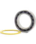 Ceramic Hybrid Radial Bearing 15x24x5mm with yellow LLB seal, ABEC 3 precision, for bike hubs; side view of one piece 6802 2RS