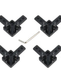 4 Pack Black 4040 Series 3-Way End Corner Bracket With M6 Screws For 8mm Slot T-Slot Aluminum Extrusion Profiles displayed with Allen key