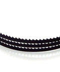 Workhorse Grade 72 Inch Bandsaw Blades 1/4 By 6 Tpi Premium Carbon Steel wood cutting blades in a close-up view.