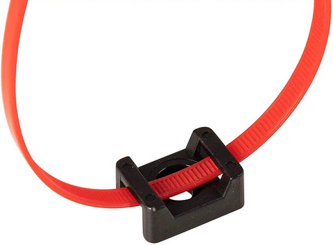 100 Pack Cable Tie Mounts With M5 Screw Holes, Flat Surface Wire Tie Bases, 23x16x9 Mm Cord Tie Holder, durable nylon, red cable