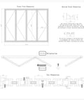 Diagram showing dimensions and orientation of Premium Aluminum Bifold Door 120X96 Black With Four Low E Tempered Glass Panels.
