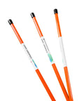 Set of 3 orange 48 inch golf alignment sticks with black caps, training aid for a killer swing and smooth putting essential practice gear.