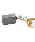 Single durable graphite carbon brush from 60 Piece Carbon Brush Set For Electric Motors, shown with spring for power tools repair and replacement.