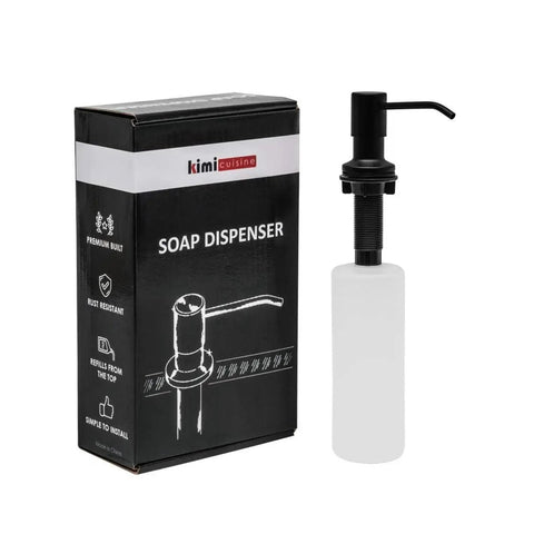 Built In Kitchen Sink Soap Dispenser Black Matte With Stainless Steel Pump Durable 304 Stainless Steel Body box view